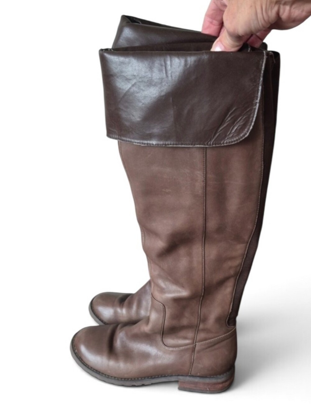 BP Nordstrom Holgate Brown Leather Over The Knee Fold Over Boots EUC Size 7